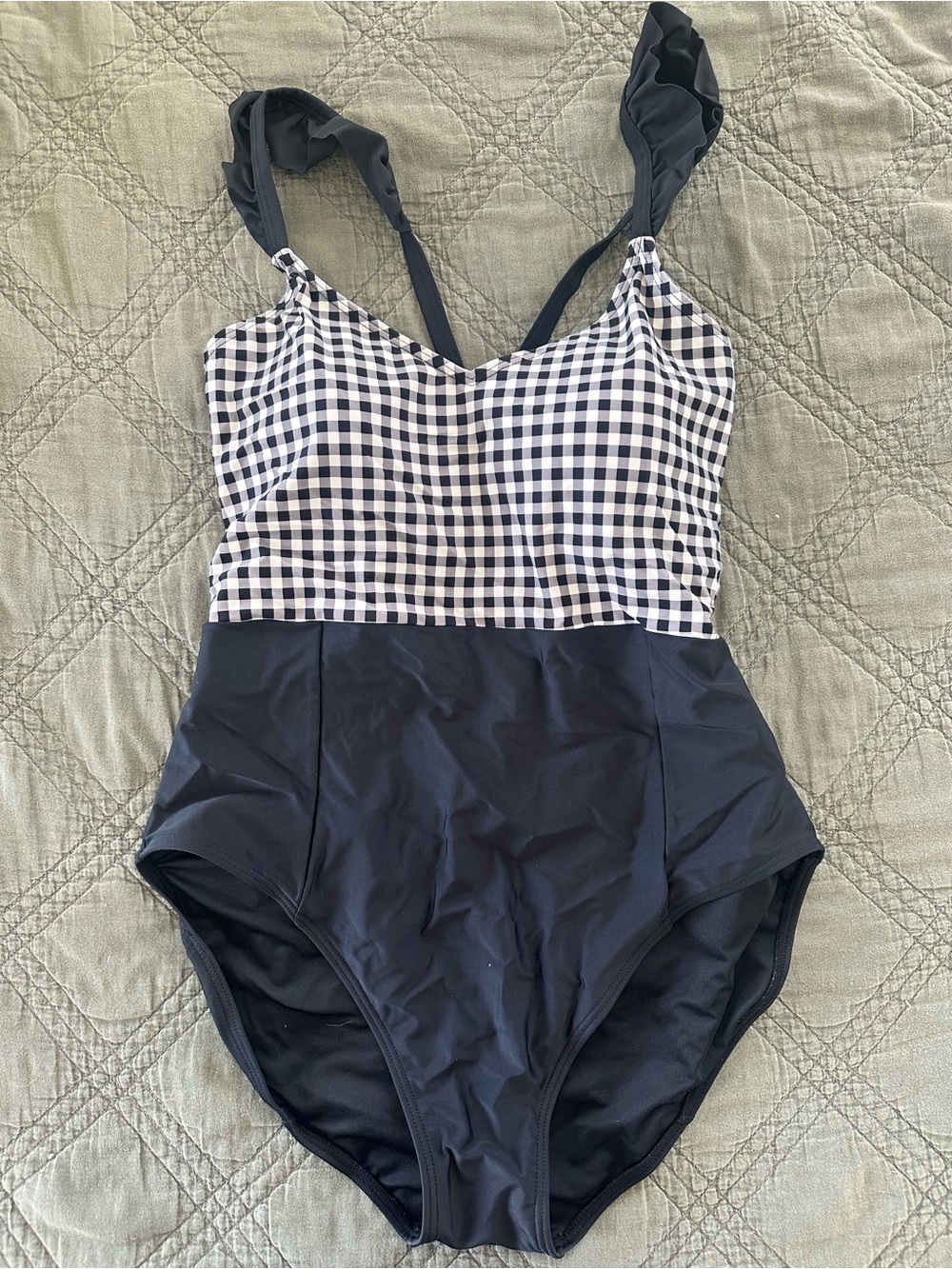 DownEast Black and White Gingham One-Piece Swimsuit
